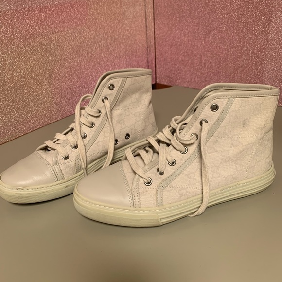 Authentic Gucci hightop sneakers size 37 grey/camel - Picture 7 of 9